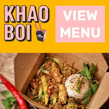 Khao Boi Food advert linking to their website and menu. Thai street food.